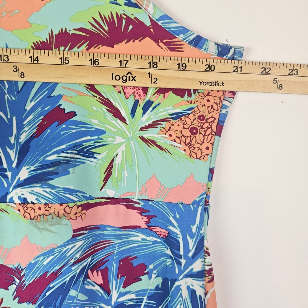 Columbia PFG Freezer Dress Womens XL Tropical Palm Print Blue Orange Sleeveless - Picture 8 of 9